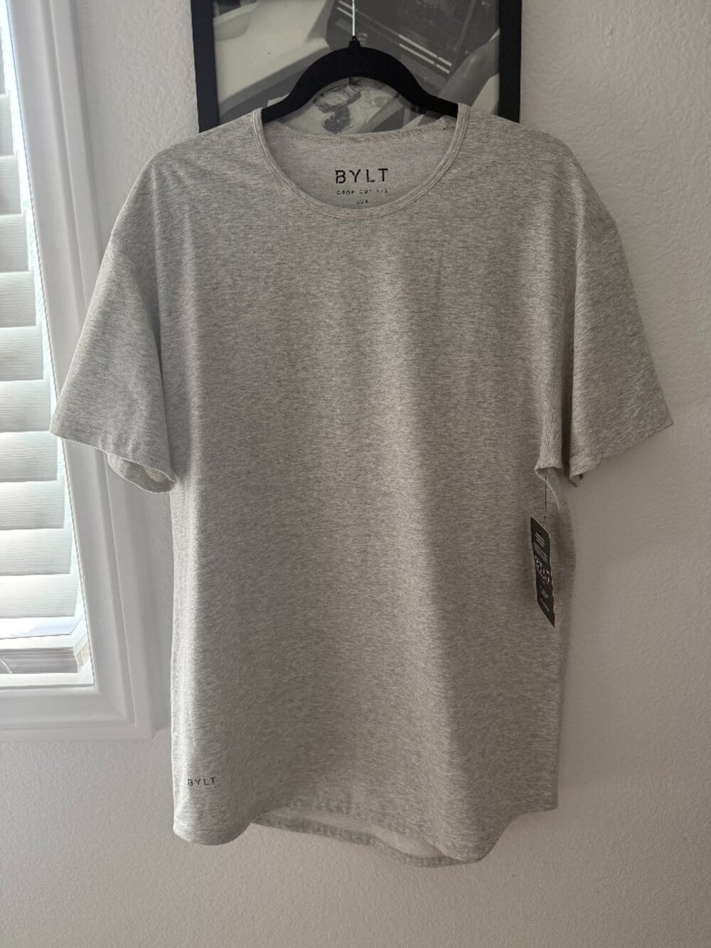 BYLT "Drop Cut S/S LUX" t-shirt, heather grey, New With Tags